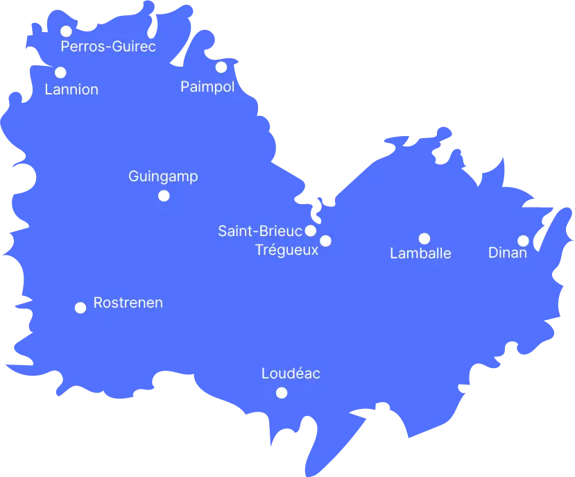 Carte du domaine d'intervention de Cap Autonomie 22